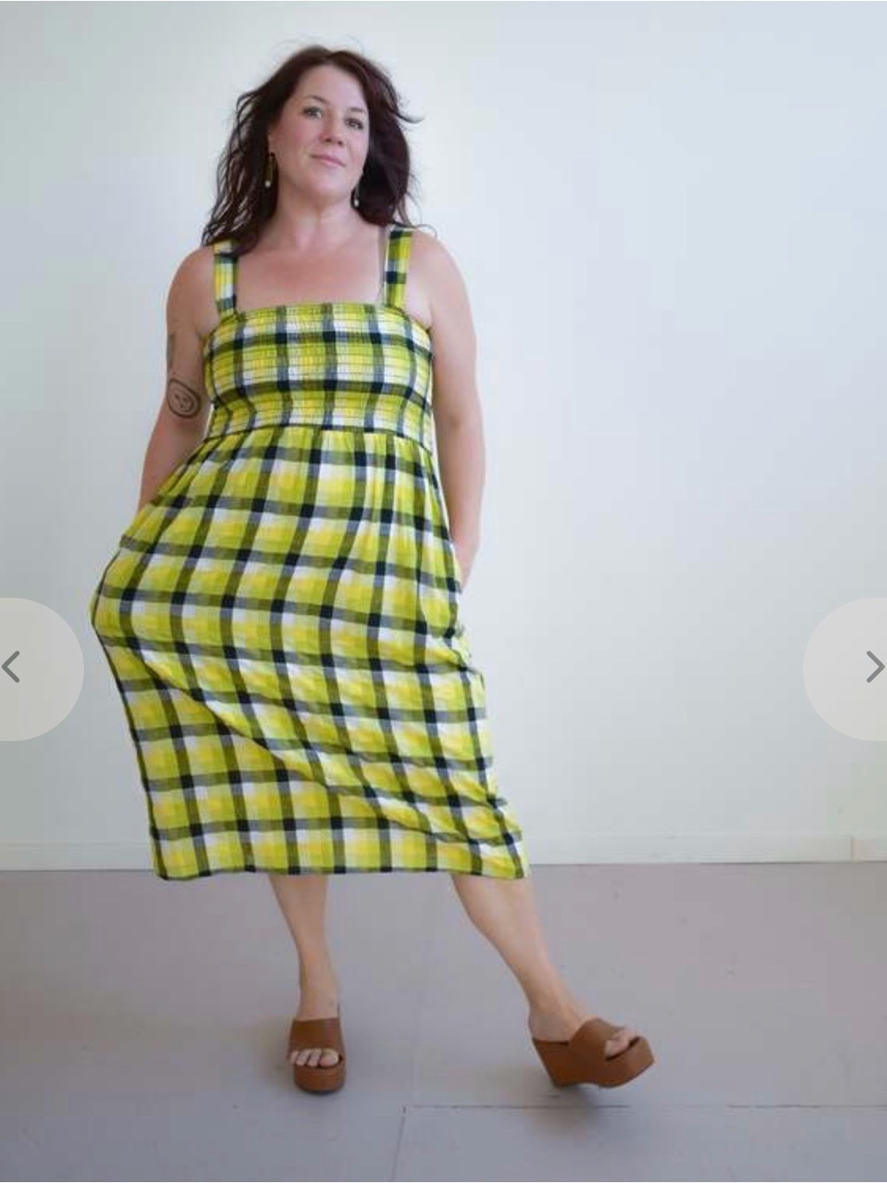 3X Altar PDX Leah Dress in Bumblebee Checker